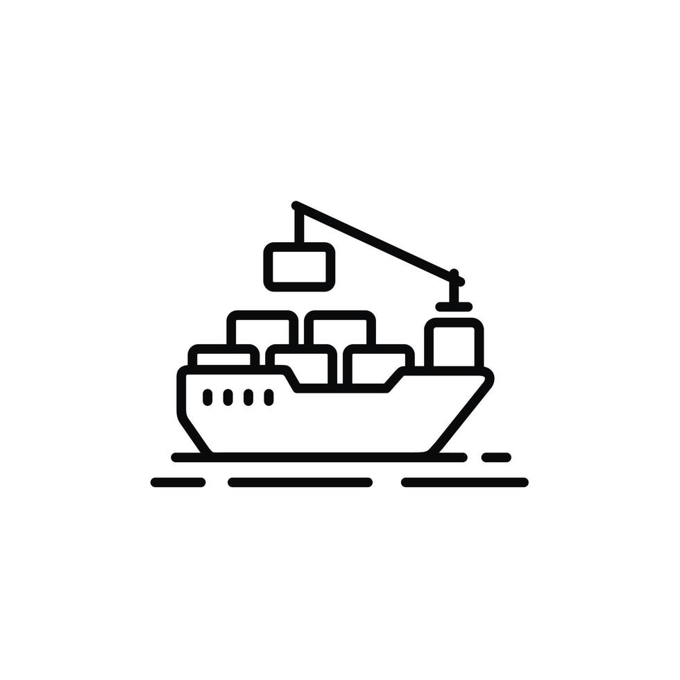 Cargo ship line icon isolated on white background vector