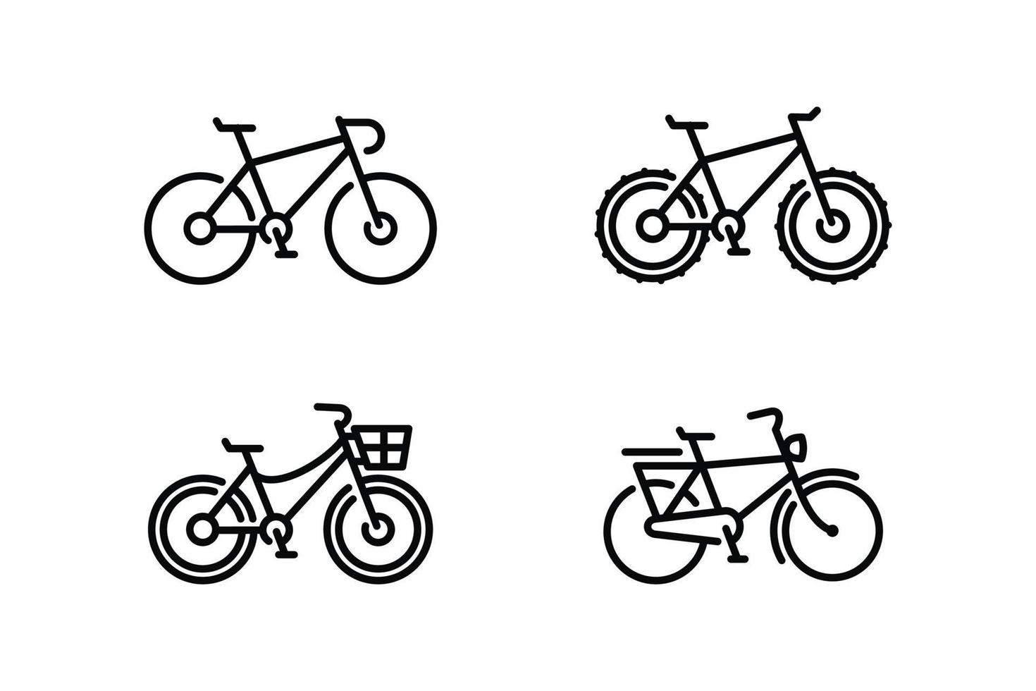 Bicycle outline icon set isolated on white background vector