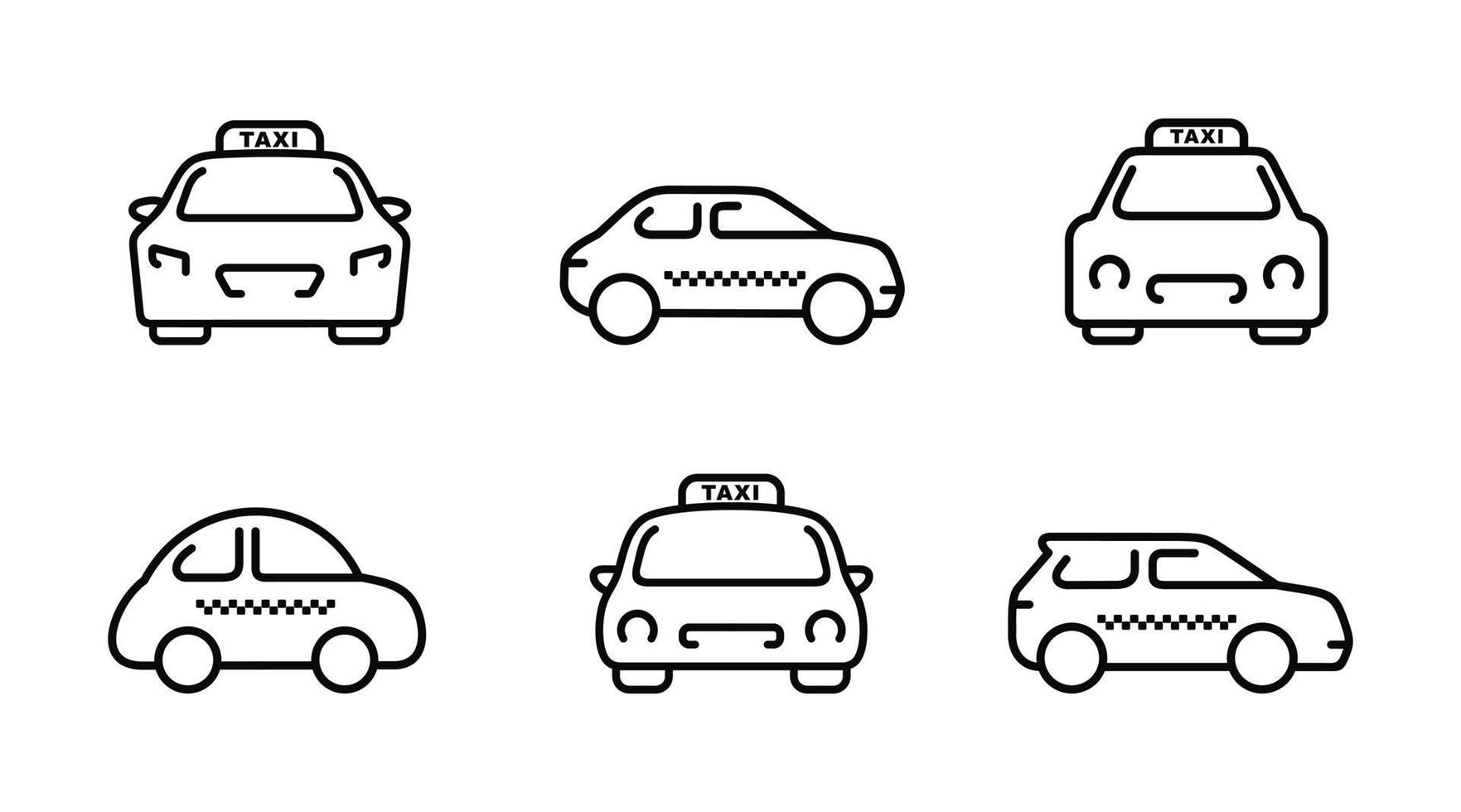 Taxi line icon set isolated on white background vector