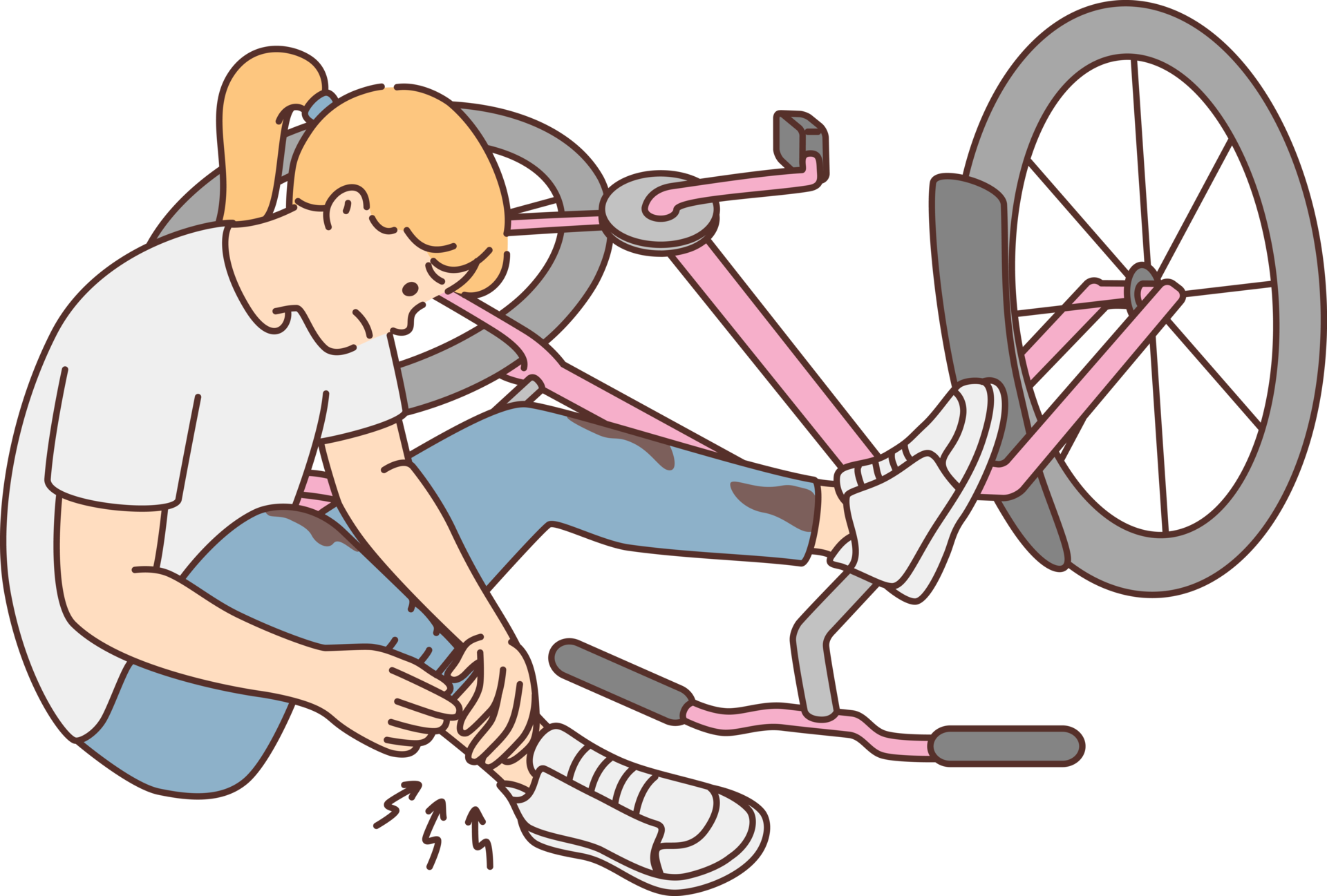 Small girl fall from bike injure leg 21809886 PNG Small girl fall from bike injure leg 21809886 PNG