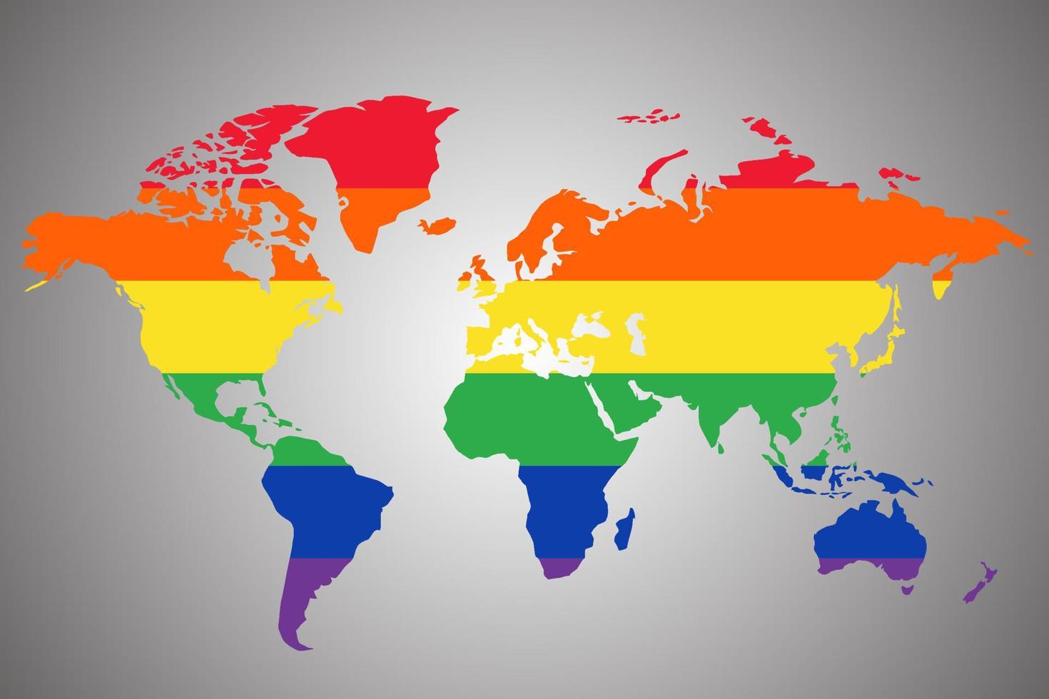 World map supporting Lgbt community vector illustration. Vector icon. World silhouette map.