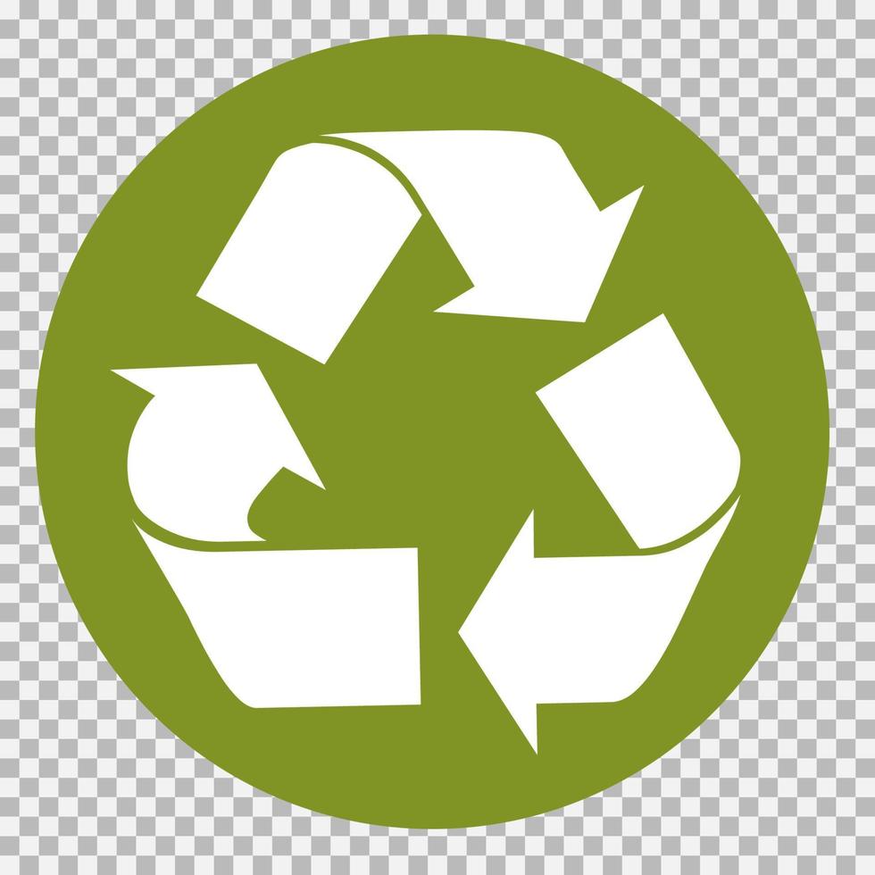 The universal recycling symbol. International symbol used on packaging to remind people to dispose of it in a bin instead of littering. Icon isolated on white background. Vector illustration.