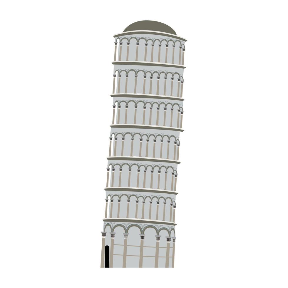 leaning tower of pisa vector cartoon illustration isolated on white background