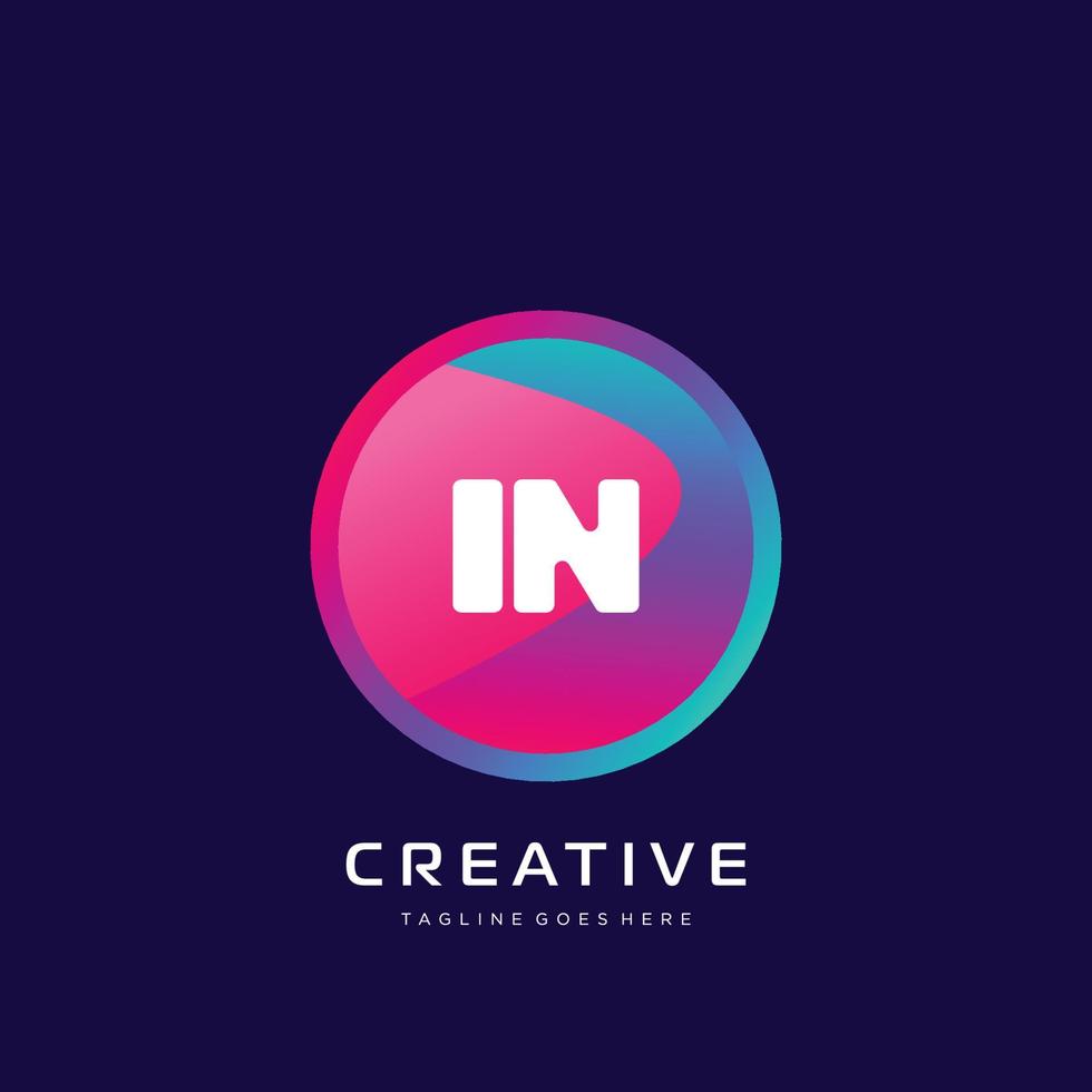 IN initial logo With Colorful template vector. vector