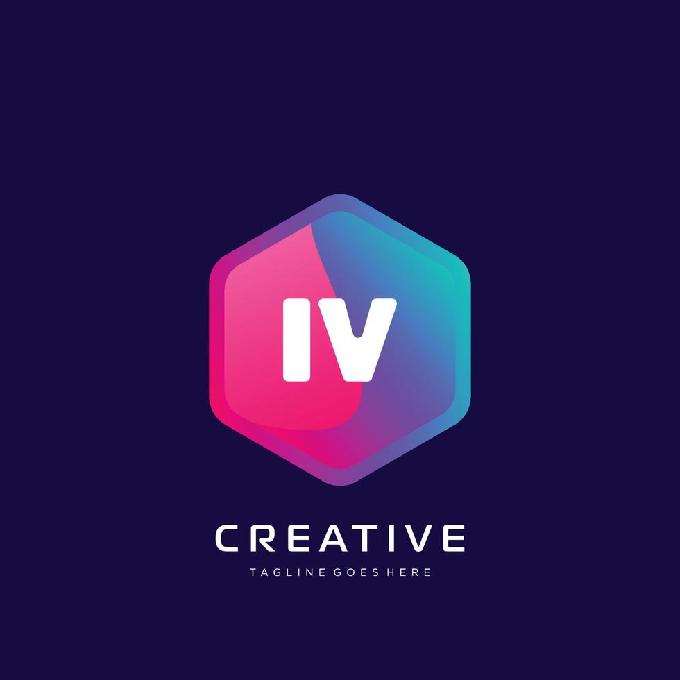 IV initial logo With Colorful template vector. vector