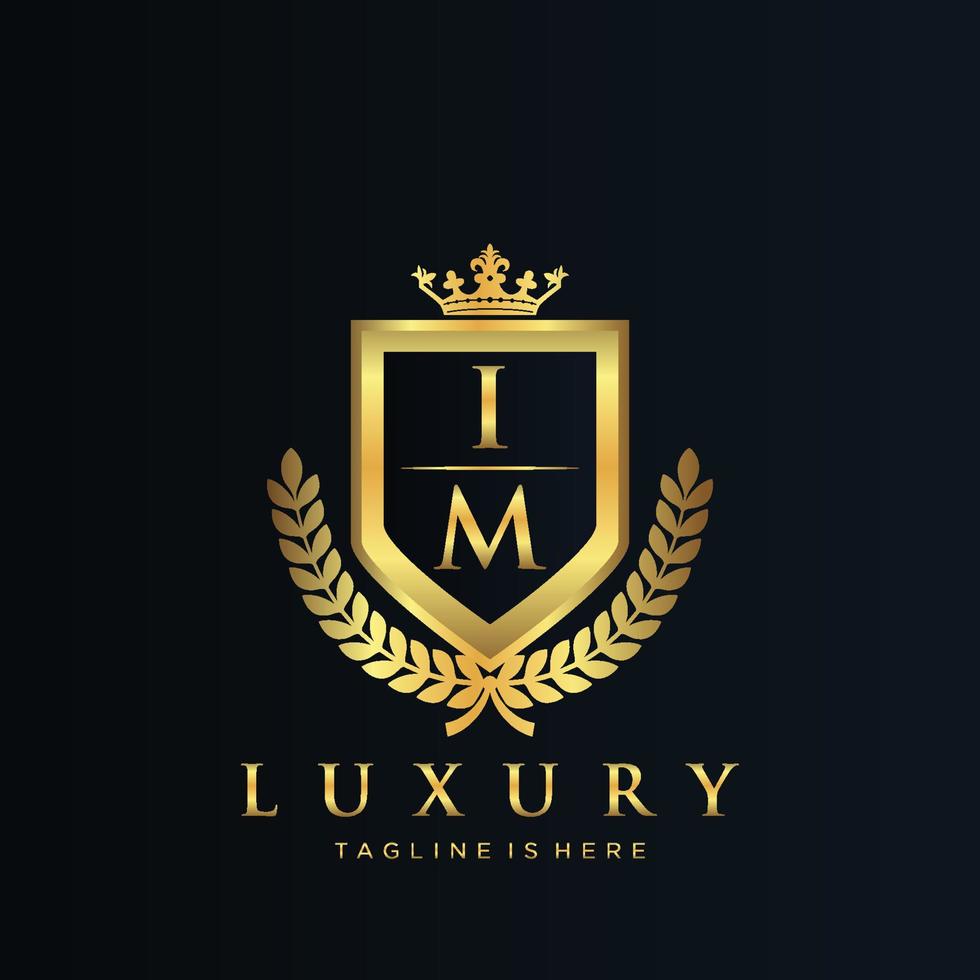 IM Letter Initial with Royal Luxury Logo Template vector