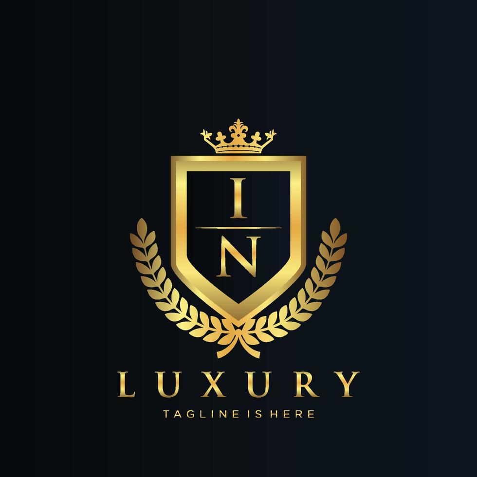 IN Letter Initial with Royal Luxury Logo Template vector