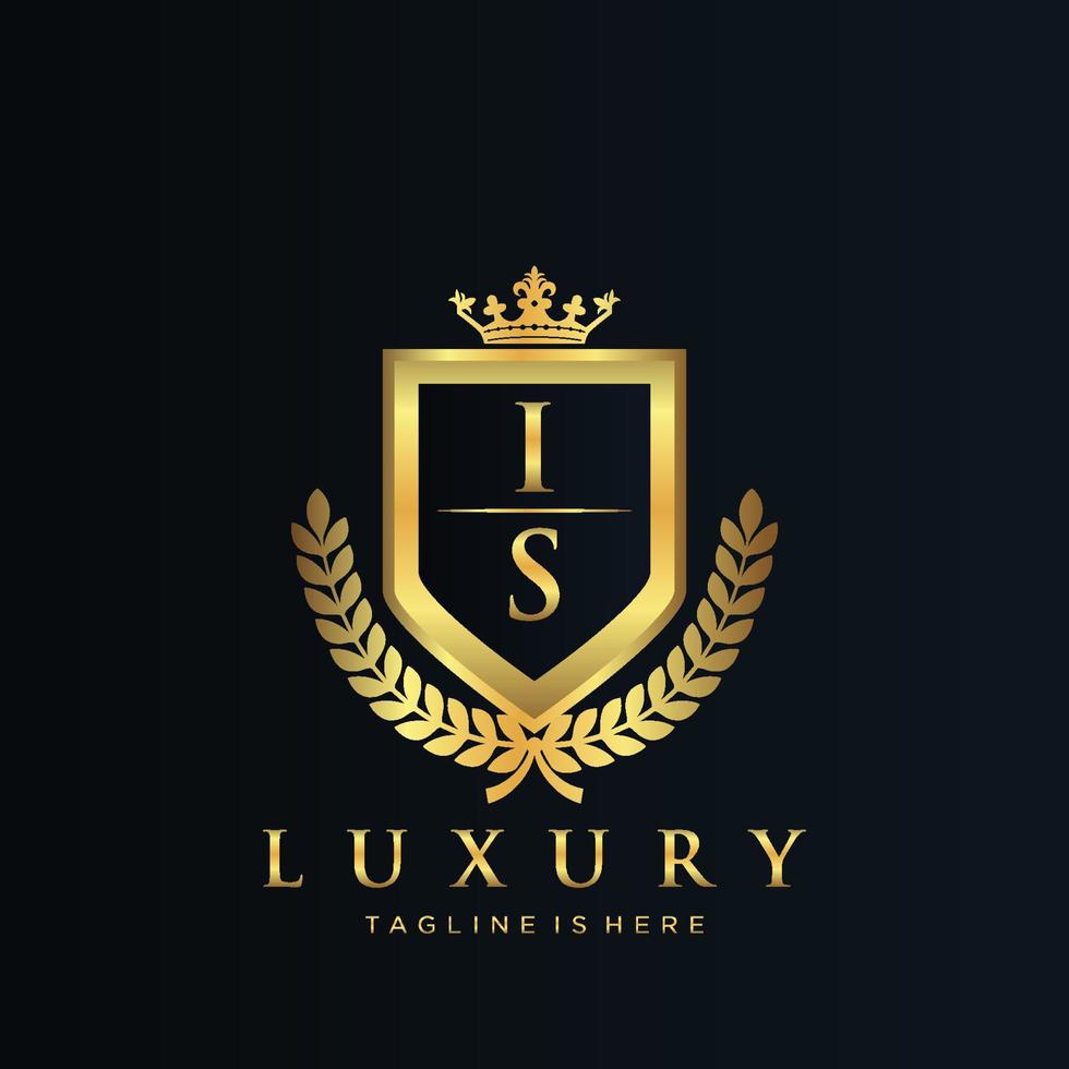IS Letter Initial with Royal Luxury Logo Template vector