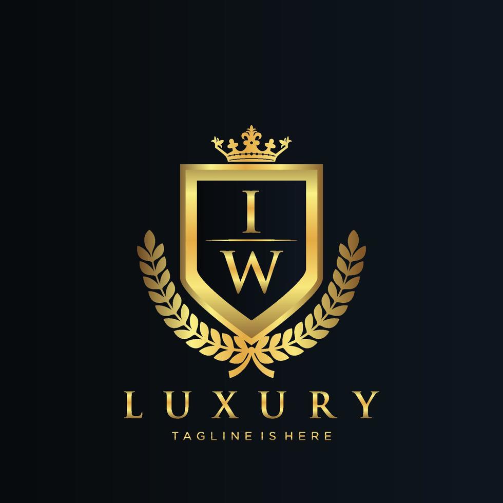 IW Letter Initial with Royal Luxury Logo Template vector