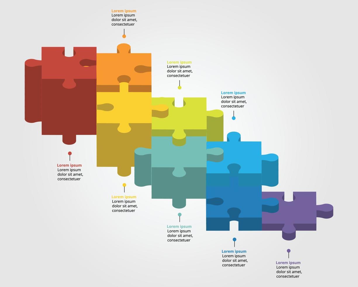 jigsaw timeline template for infographic for presentation for 8 element vector