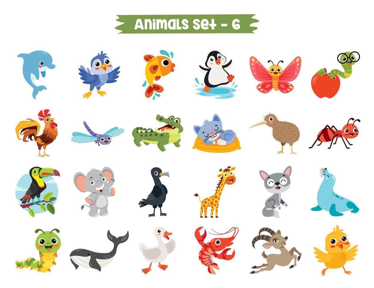 Set Of Cute Cartoon Animals vector