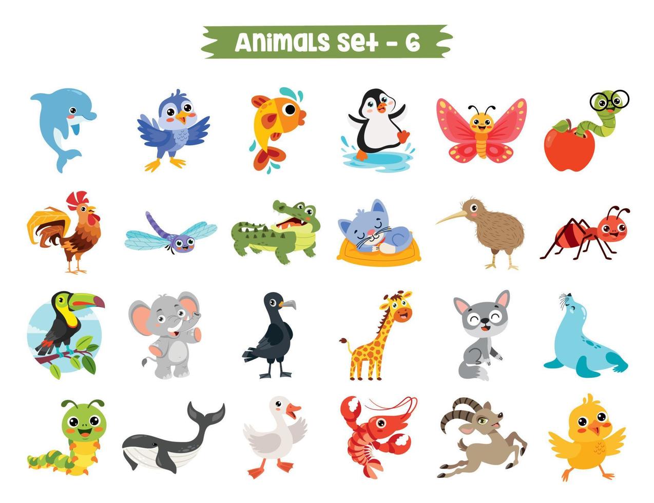 conjunto de lindos animales de dibujos animados vector