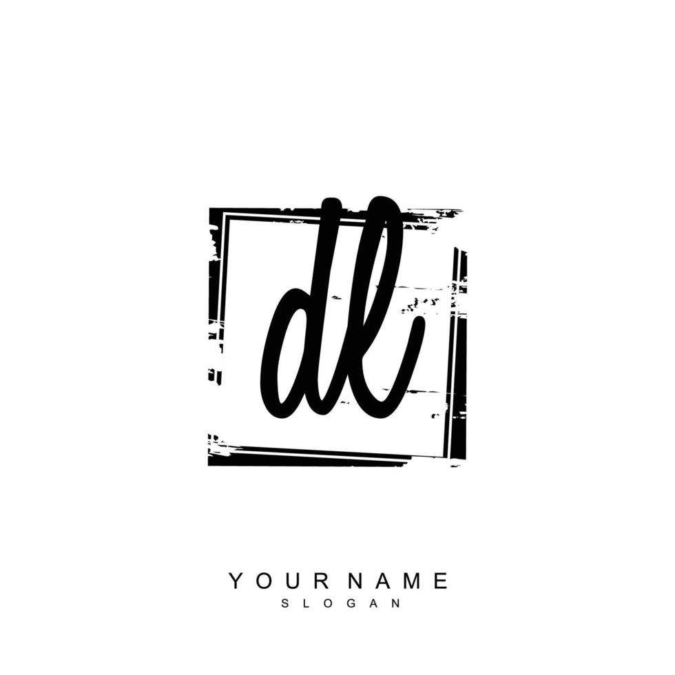 Initial DL Monogram with Grunge Template Design vector