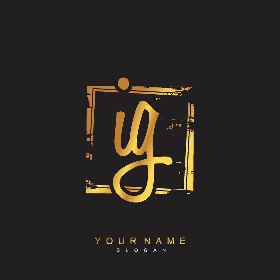 Initial IG Monogram with Grunge Template Design vector