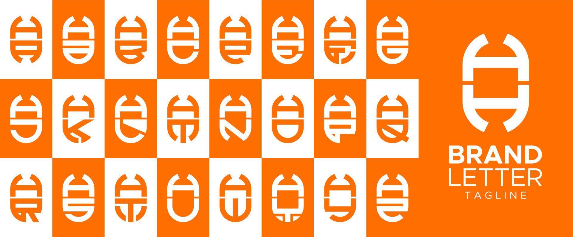 Minimalist capsule letter H HH logo design set. Modern line tube initial H logo. vector