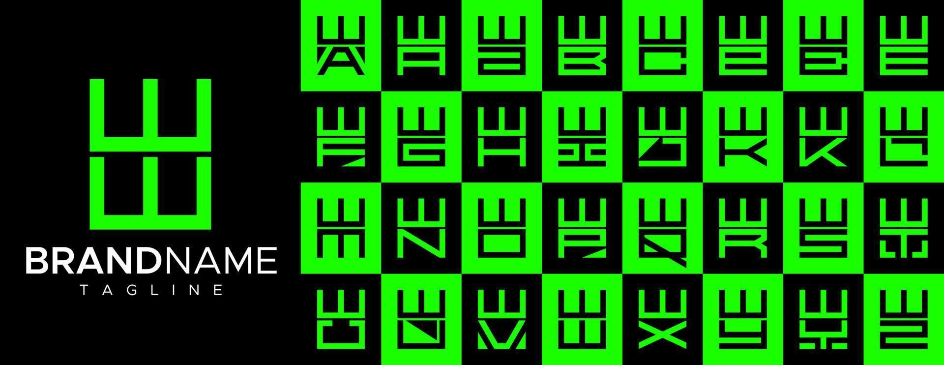 Simple square letter W WW logo design set. Modern box initial W logo branding. vector