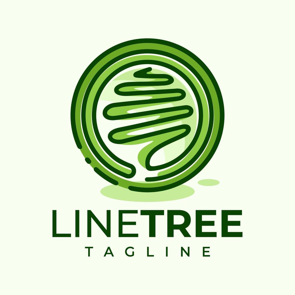 Simple circle tree cartoon logo design vector. Modern technology plant logo. vector