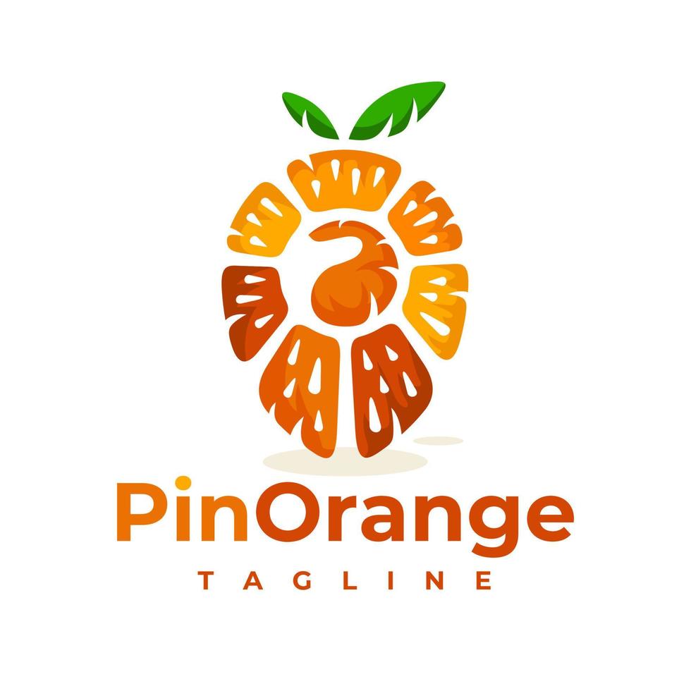 Illustration of pin orange fruit logo design. Modern colorful fruit spot logo. vector