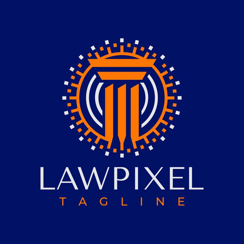 moderno legal píxel resumen circulo logo diseño vector. digital abogado logo marca vector