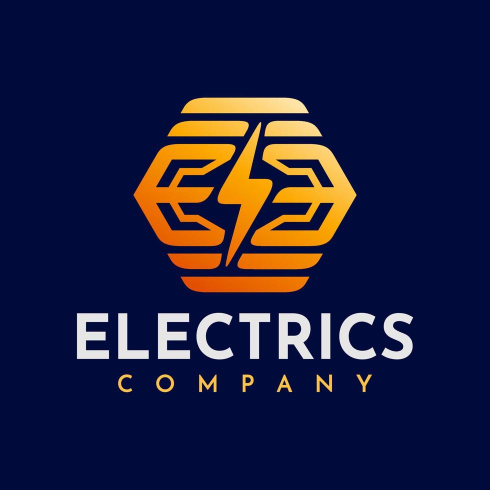 Orange electrical letter EE logo design vector. Modern thunder initial E EE logo vector