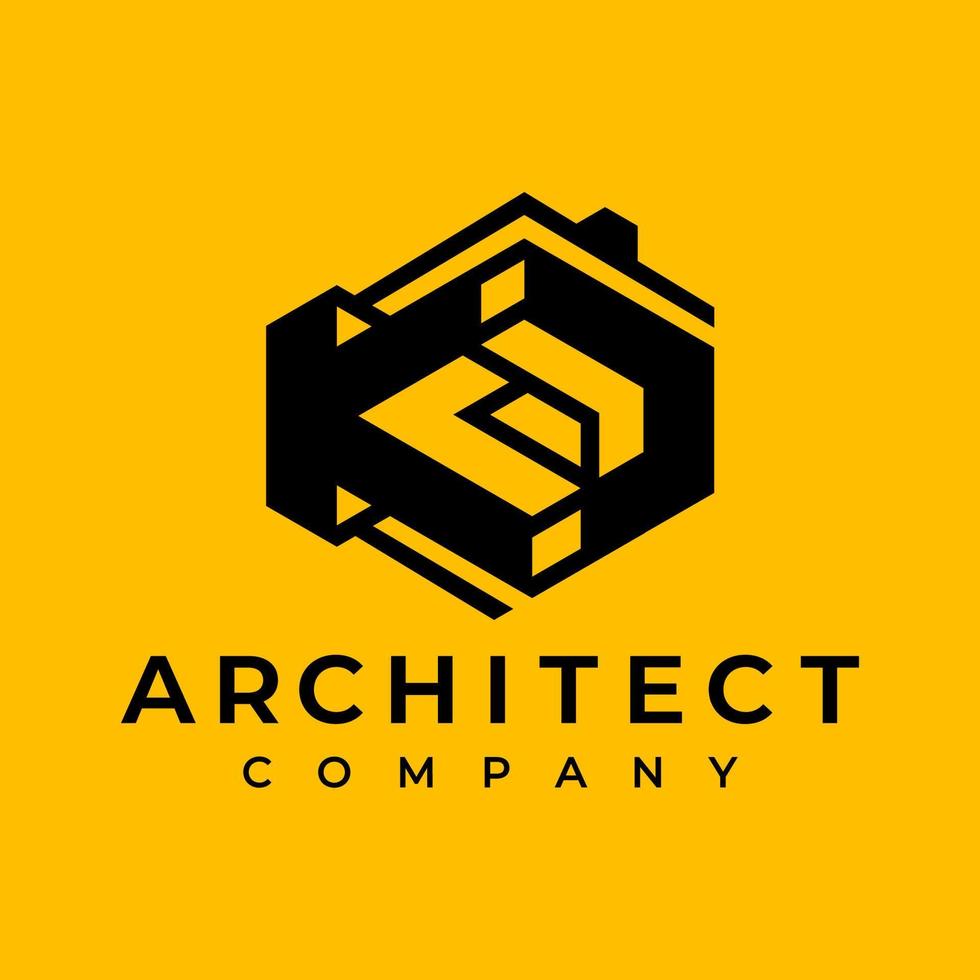 Modern architect letter KD K D logo design vector. Home building initial KD logo vector