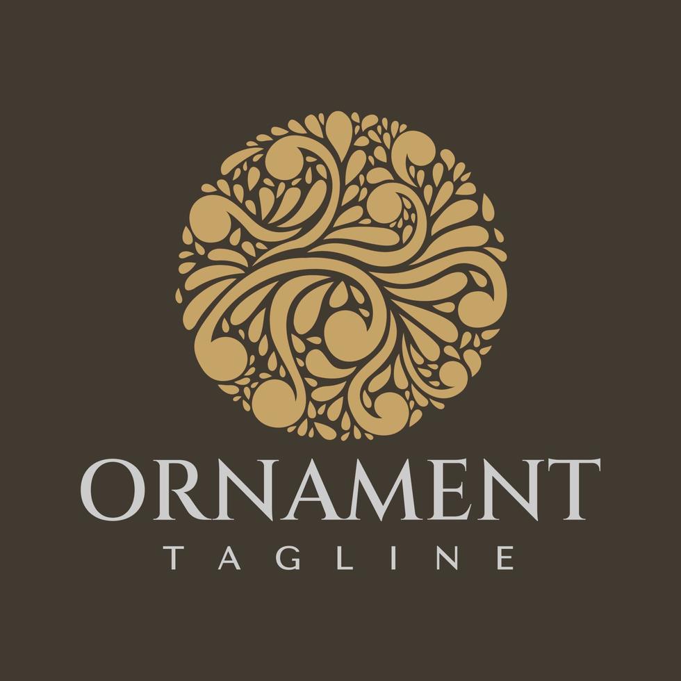 Decorative swirl petal flower in circle logo design. Ornate luxury abstract logo vector