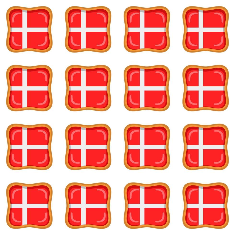 Pattern cookie with flag country Denmark in tasty biscuit vector