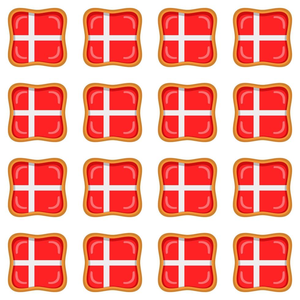 Pattern cookie with flag country Denmark in tasty biscuit vector