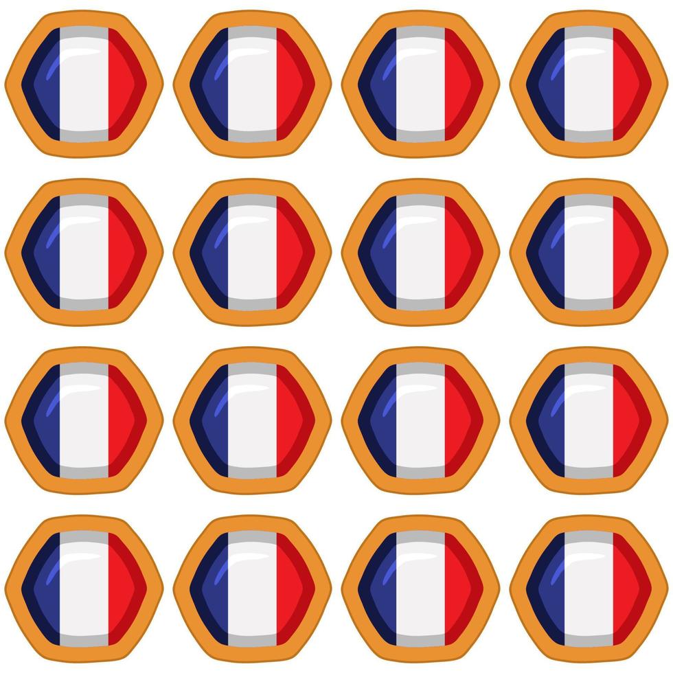 Pattern cookie with flag country France in tasty biscuit vector