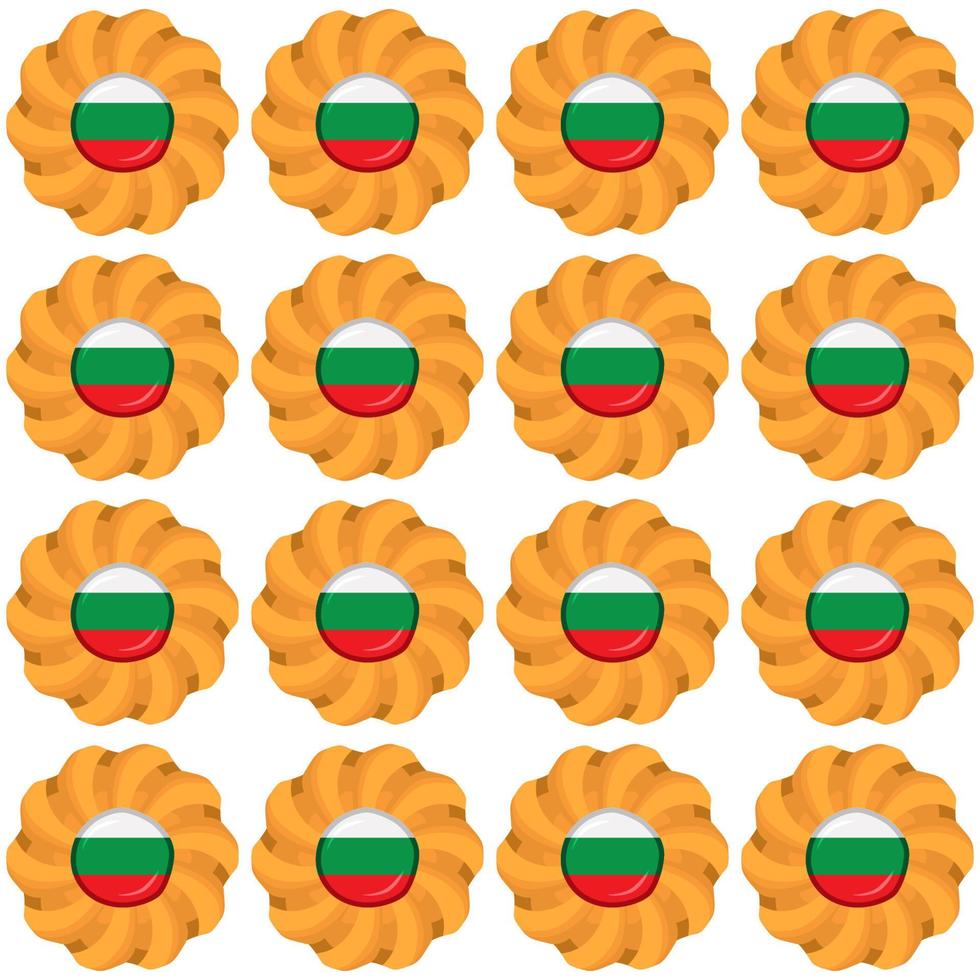 Pattern cookie with flag country Bulgaria in tasty biscuit vector