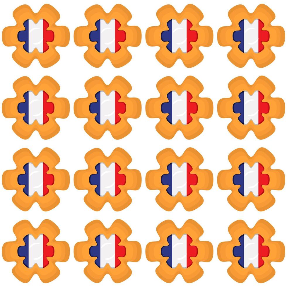 Pattern cookie with flag country France in tasty biscuit vector