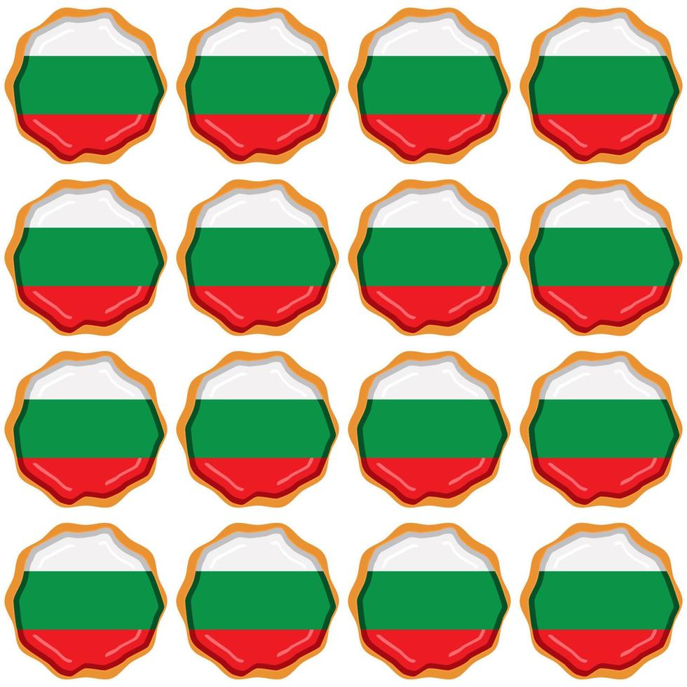 Pattern cookie with flag country Bulgaria in tasty biscuit vector