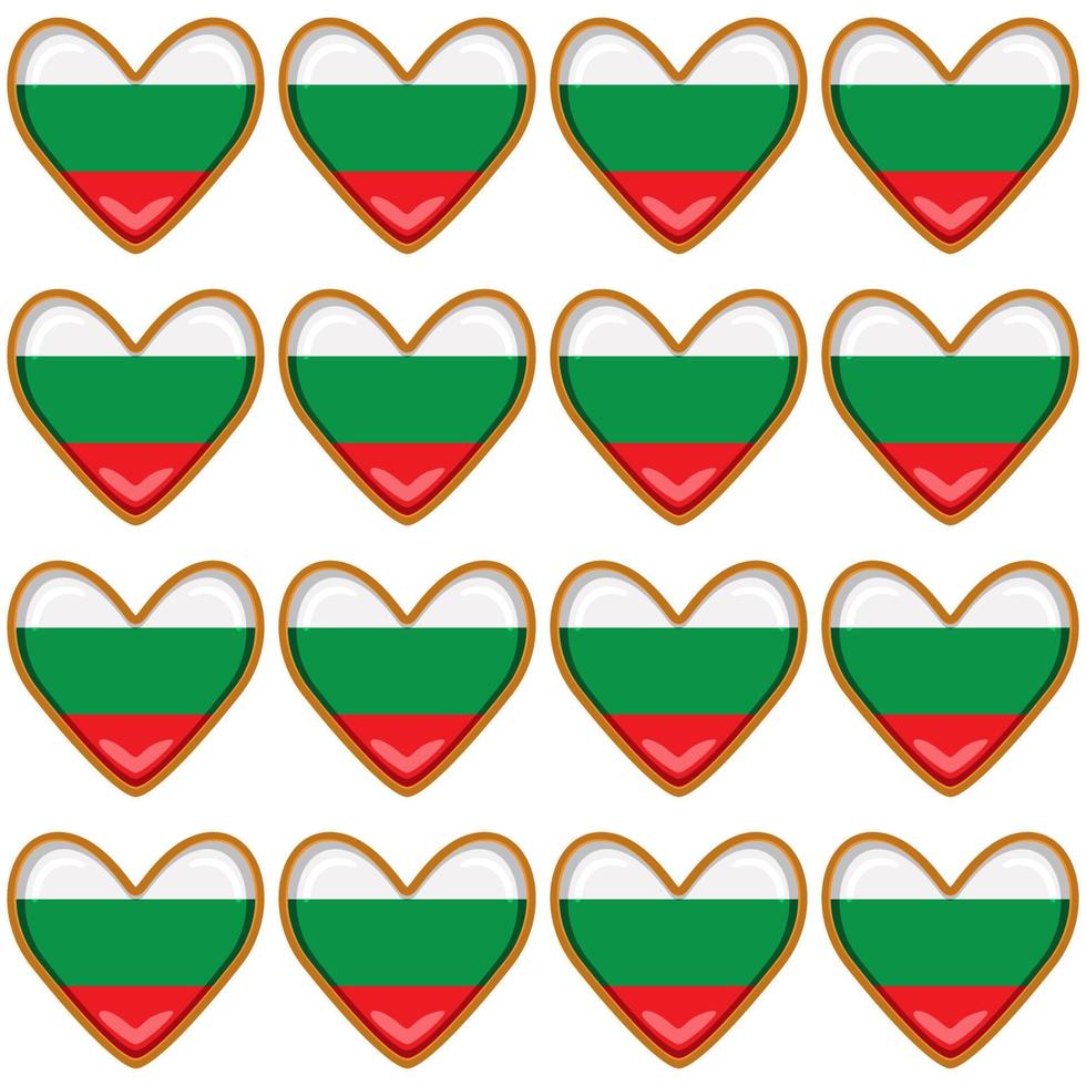 Pattern cookie with flag country Bulgaria in tasty biscuit vector