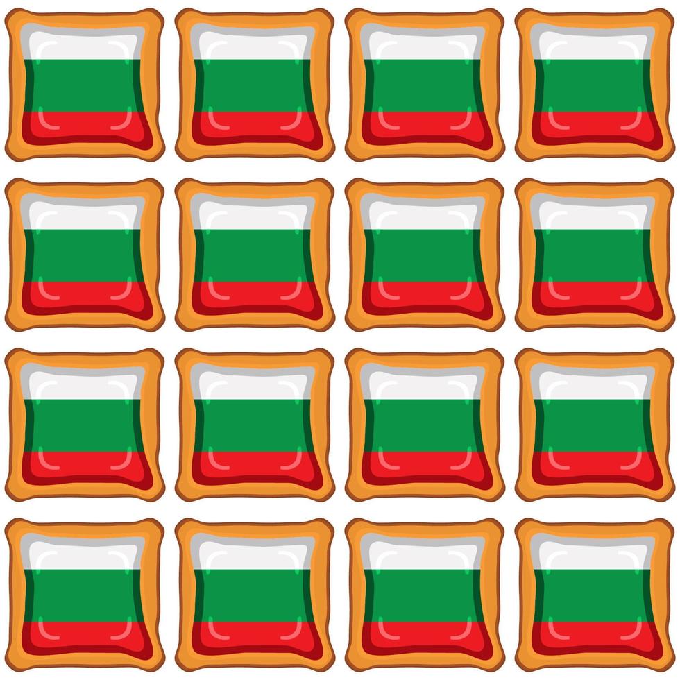 Pattern cookie with flag country Bulgaria in tasty biscuit vector