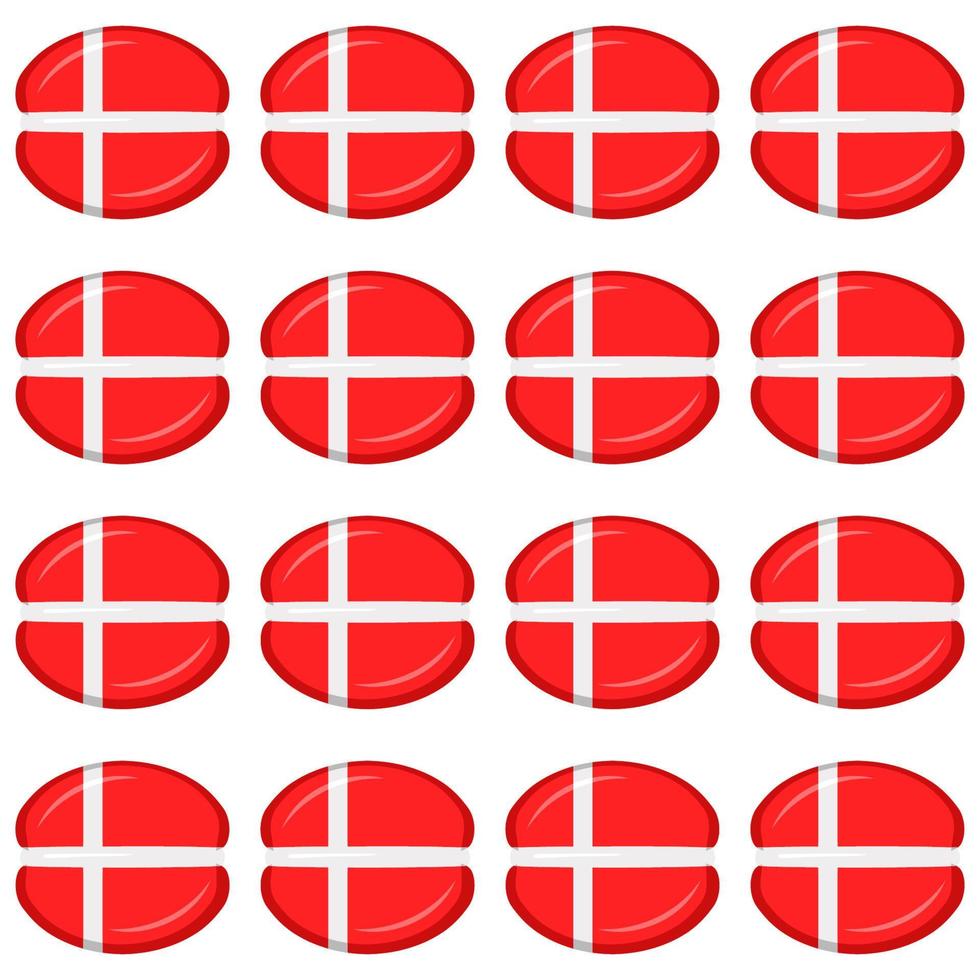 Pattern cookie with flag country Denmark in tasty biscuit vector