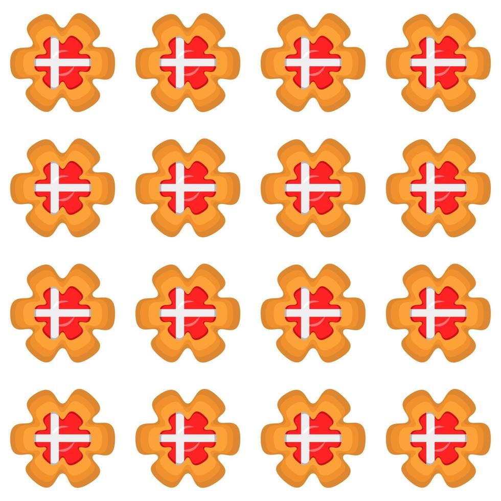 Pattern cookie with flag country Denmark in tasty biscuit vector