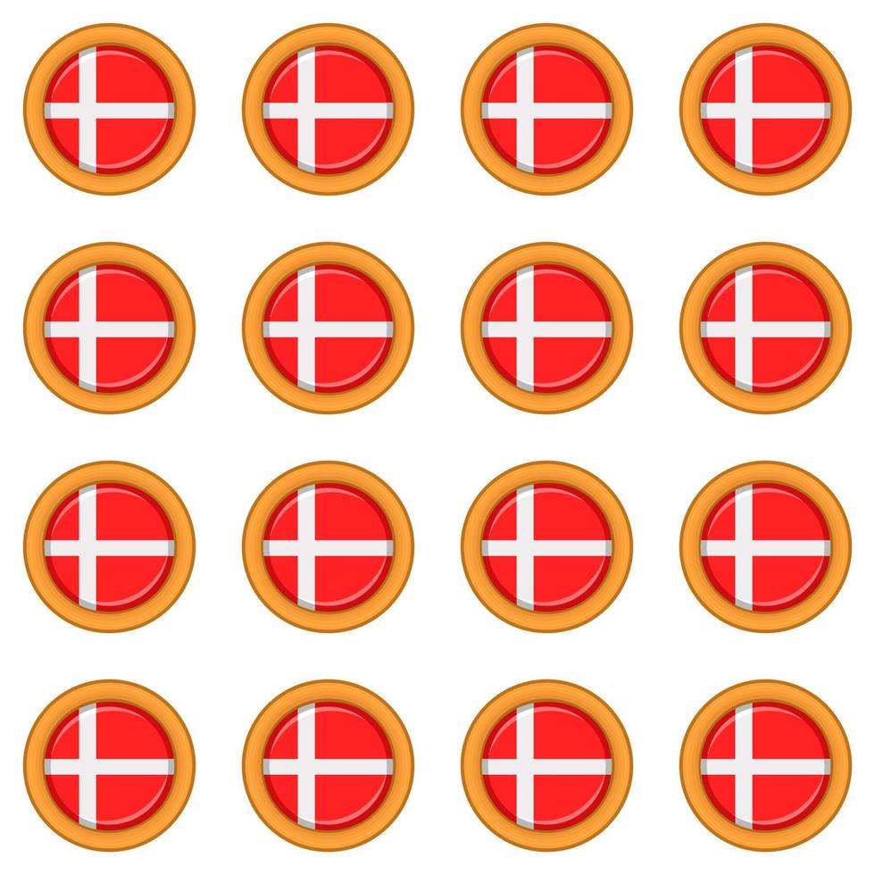 Pattern cookie with flag country Denmark in tasty biscuit vector