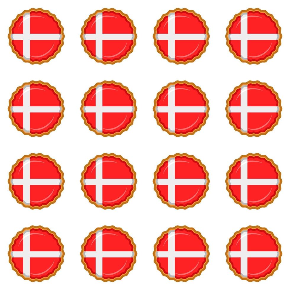 Pattern cookie with flag country Denmark in tasty biscuit vector