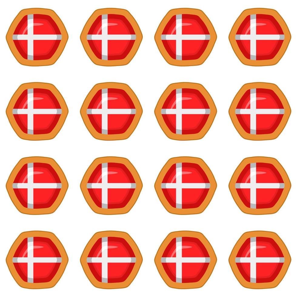 Pattern cookie with flag country Denmark in tasty biscuit vector