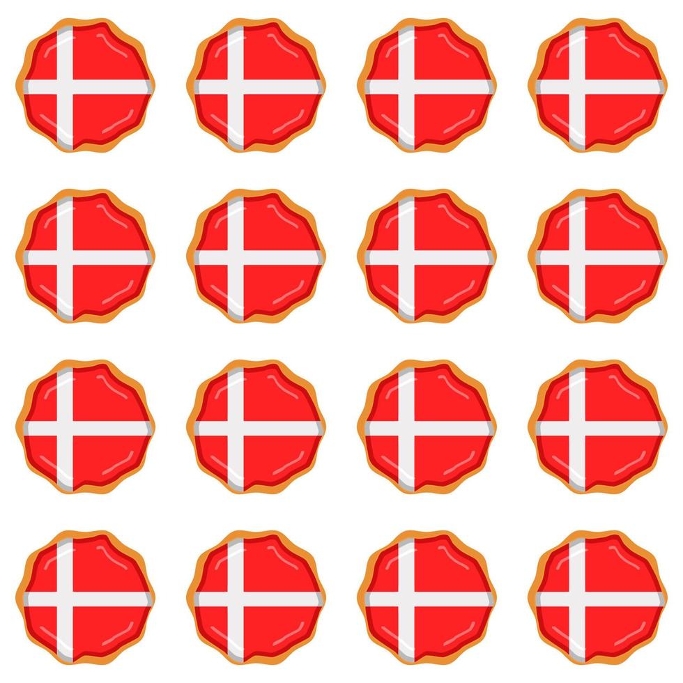 Pattern cookie with flag country Denmark in tasty biscuit vector