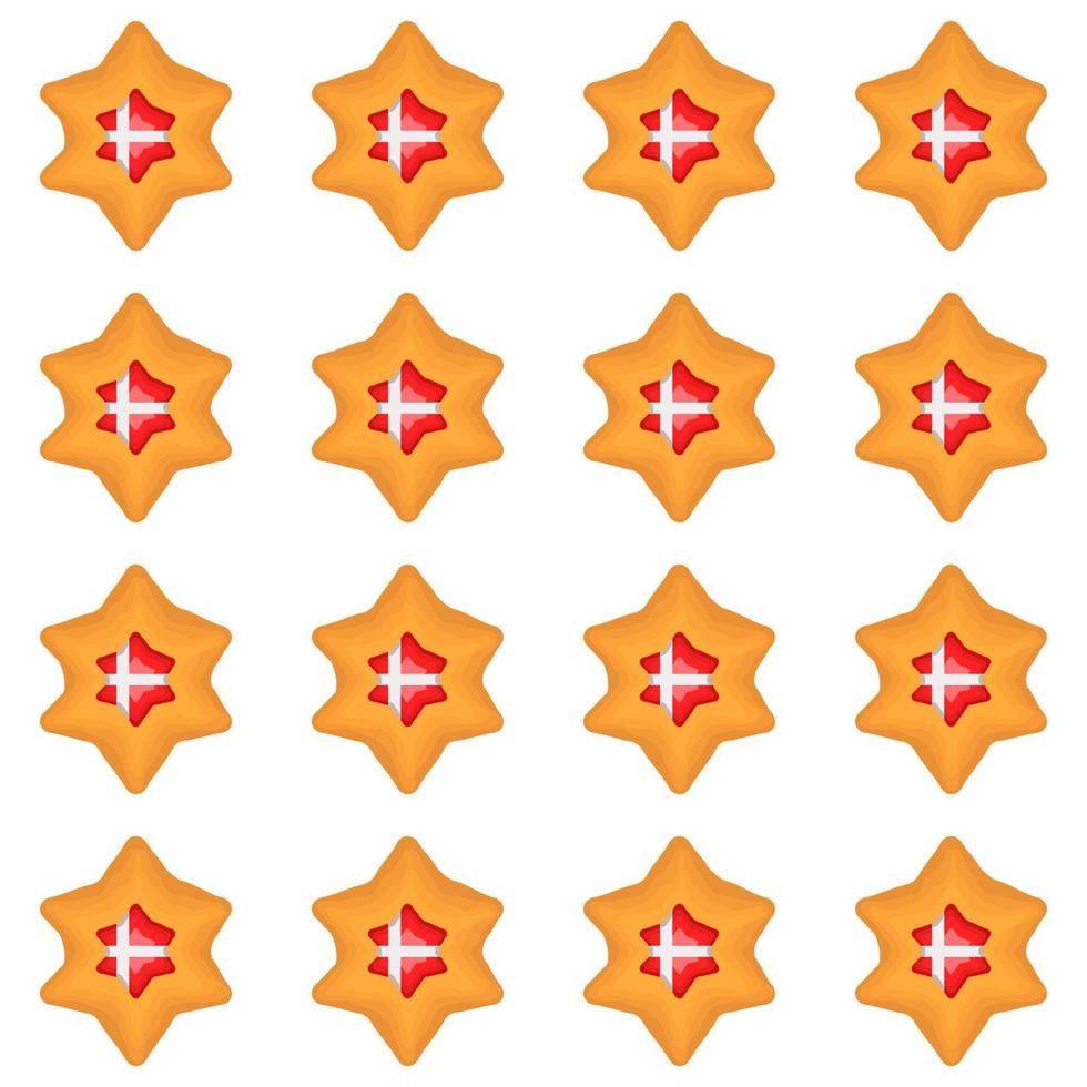 Pattern cookie with flag country Denmark in tasty biscuit vector