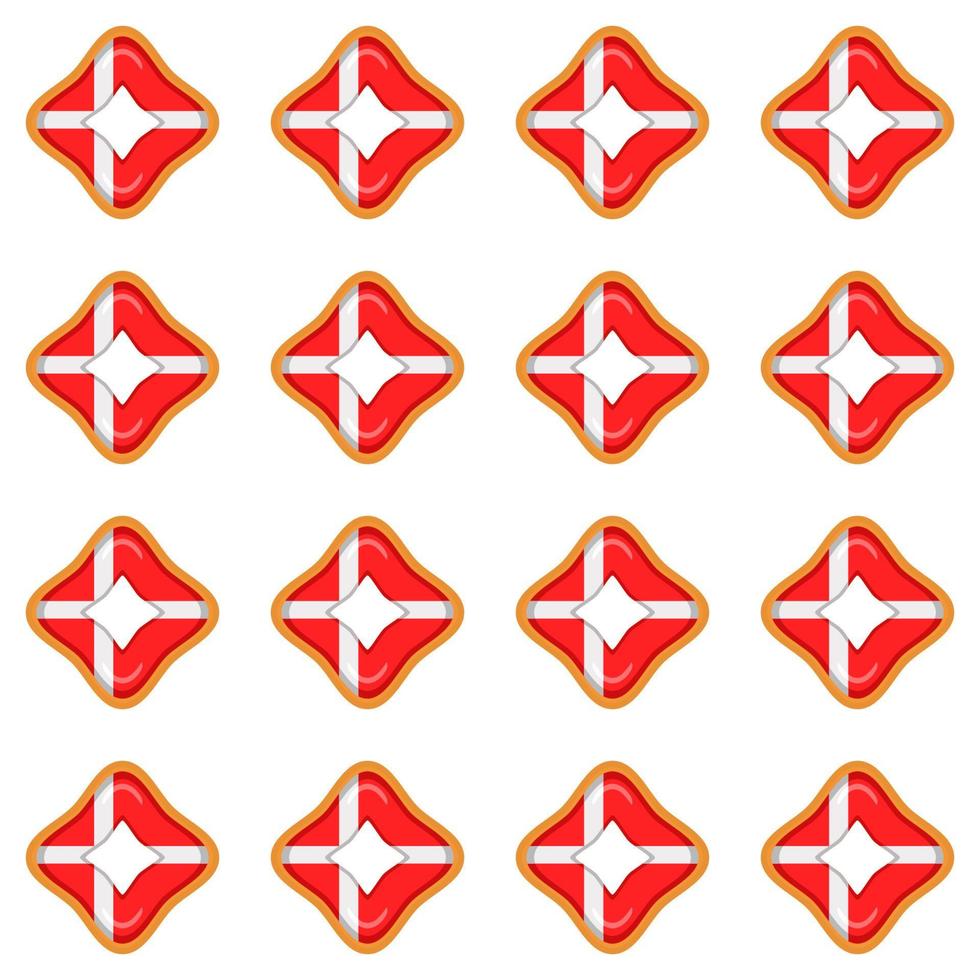 Pattern cookie with flag country Denmark in tasty biscuit vector