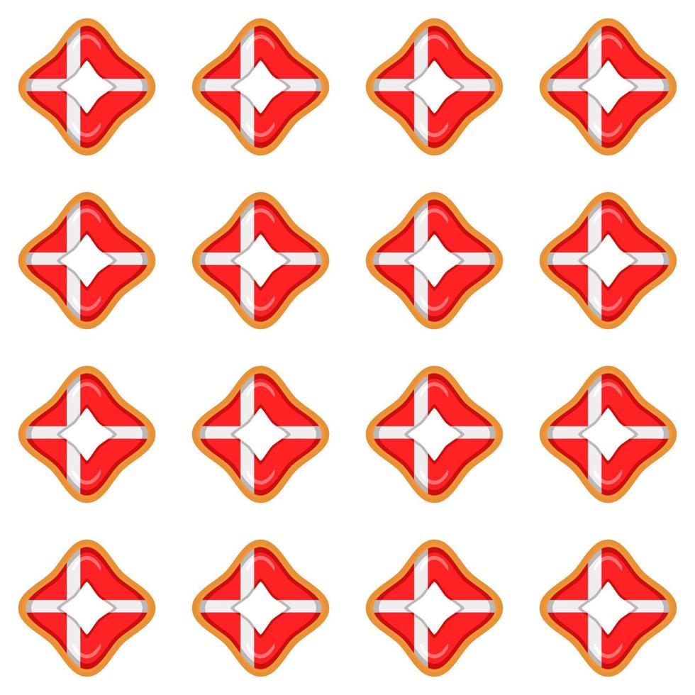 Pattern cookie with flag country Denmark in tasty biscuit vector