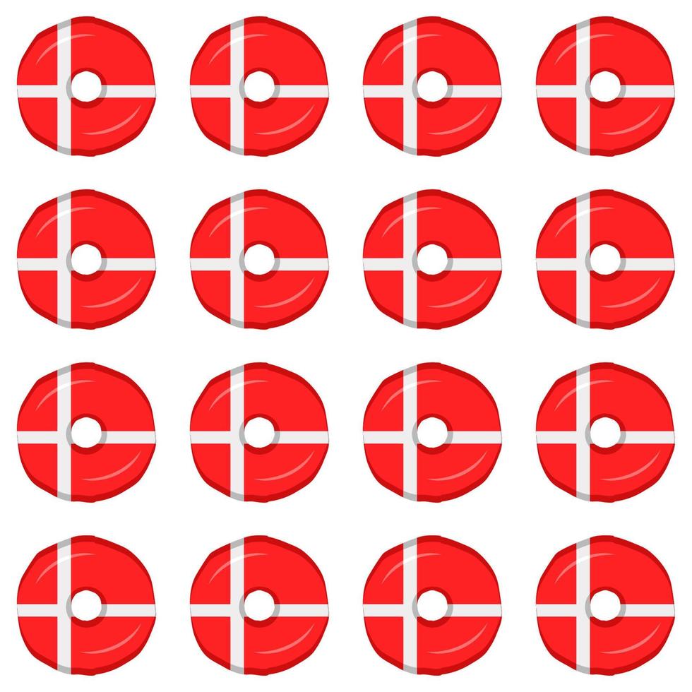 Pattern cookie with flag country Denmark in tasty biscuit vector