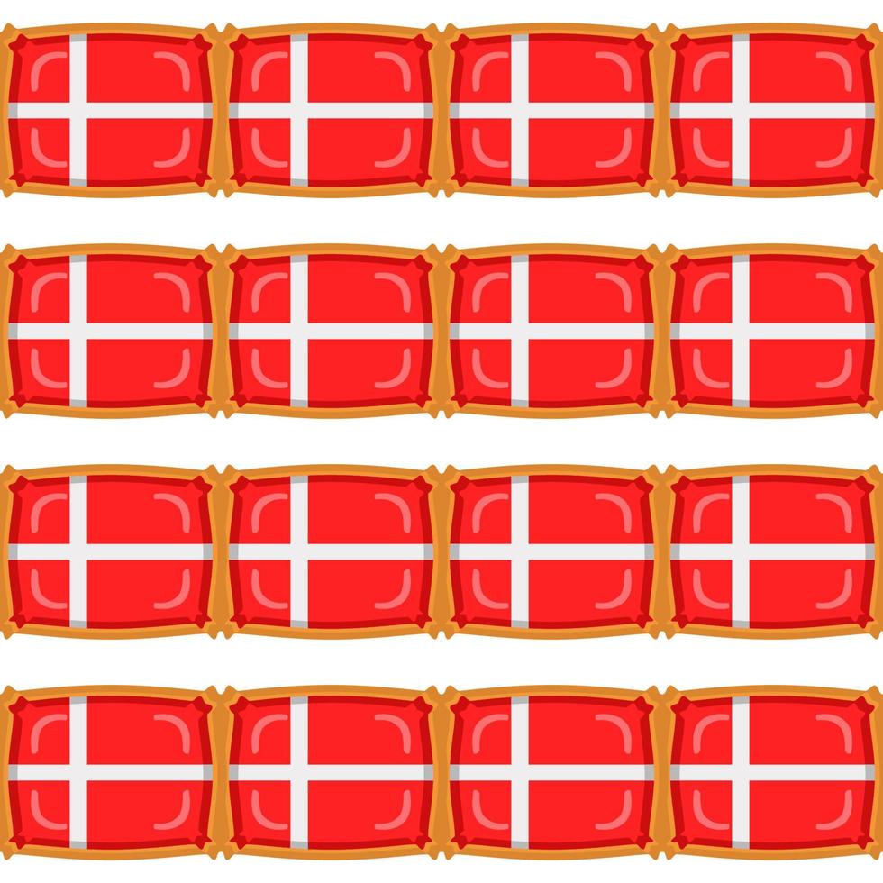 Pattern cookie with flag country Denmark in tasty biscuit vector