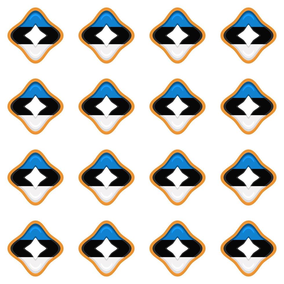 Pattern cookie with flag country Estonia in tasty biscuit vector
