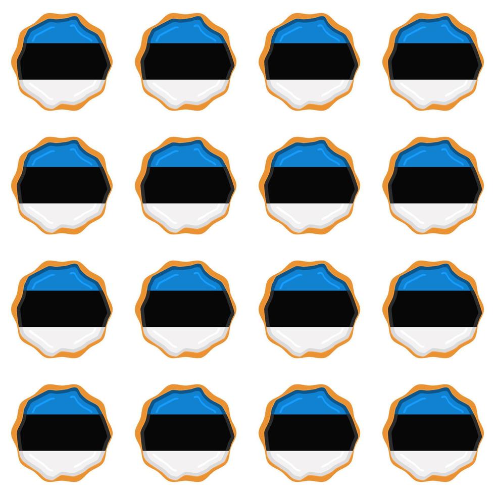 Pattern cookie with flag country Estonia in tasty biscuit vector