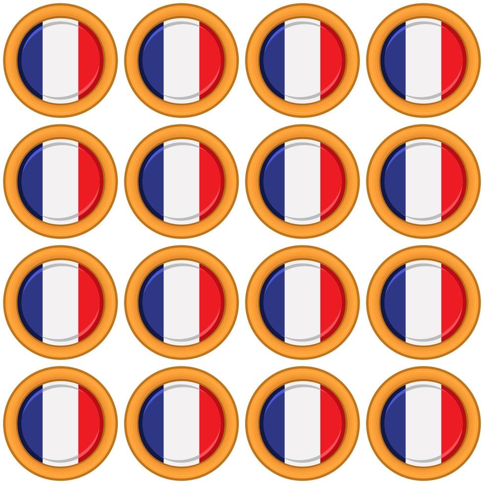 Pattern cookie with flag country France in tasty biscuit vector