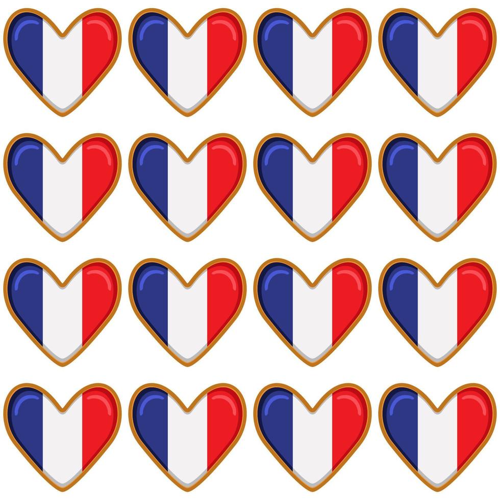Pattern cookie with flag country France in tasty biscuit vector