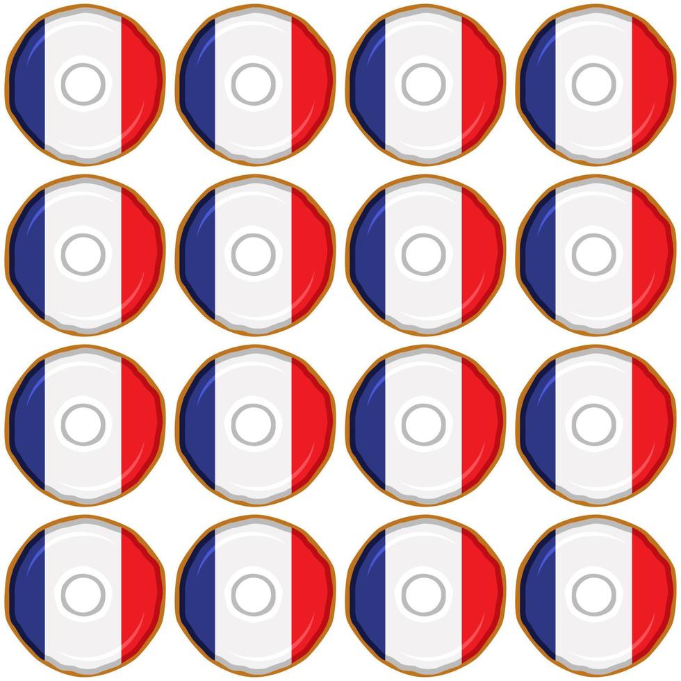 Pattern cookie with flag country France in tasty biscuit vector